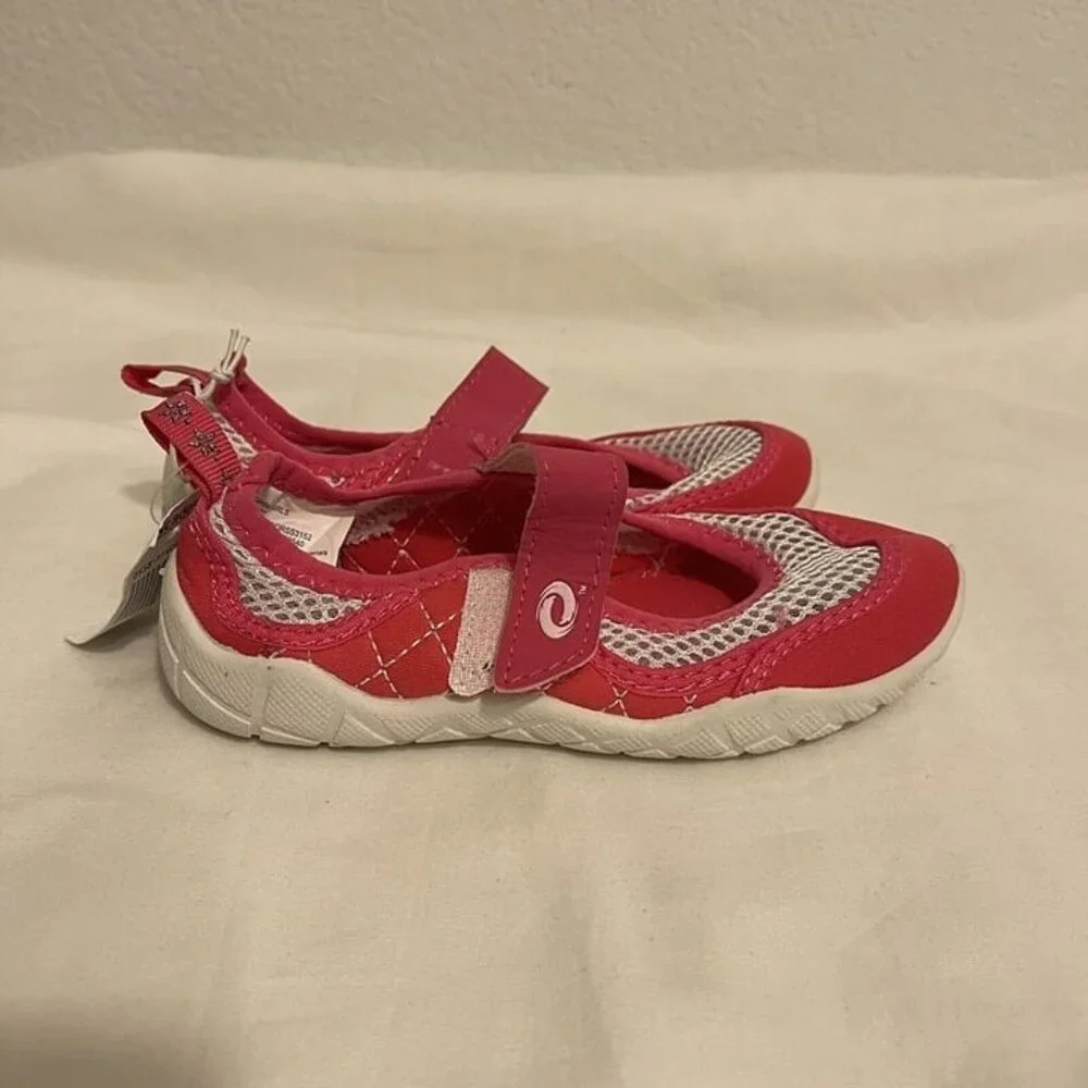 NEW Girl's Pink Water Shoes Sz 11 Microfiber & Mesh, Slip-on Non-Skid Mary Jane